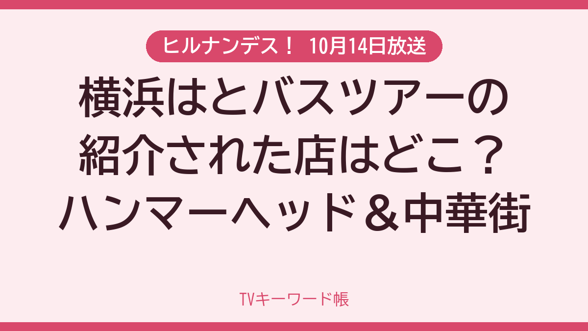 ヒルナンデス！ 10月14日放送 横浜はとバスツアーの紹介された店はどこ？ハンマーヘッド＆中華街