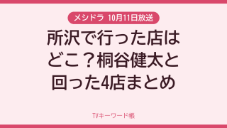 メシドラ 10月11日放送 所沢で行った店はどこ？桐谷健太と回った4店まとめ